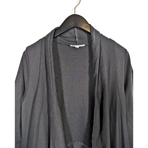 Bryn Walker Tie Front Duster Topper Hi-Low Hem Washed Black Sz S Stretch Tunic - Picture 3 of 8